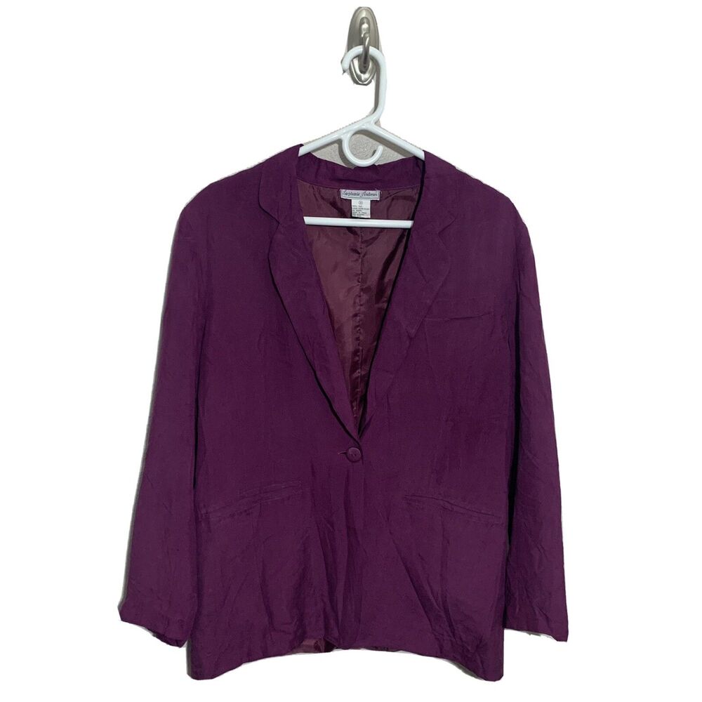 Stephanie Andrews Womens Purple 100 % Silk Blazer Jacket Sz 8